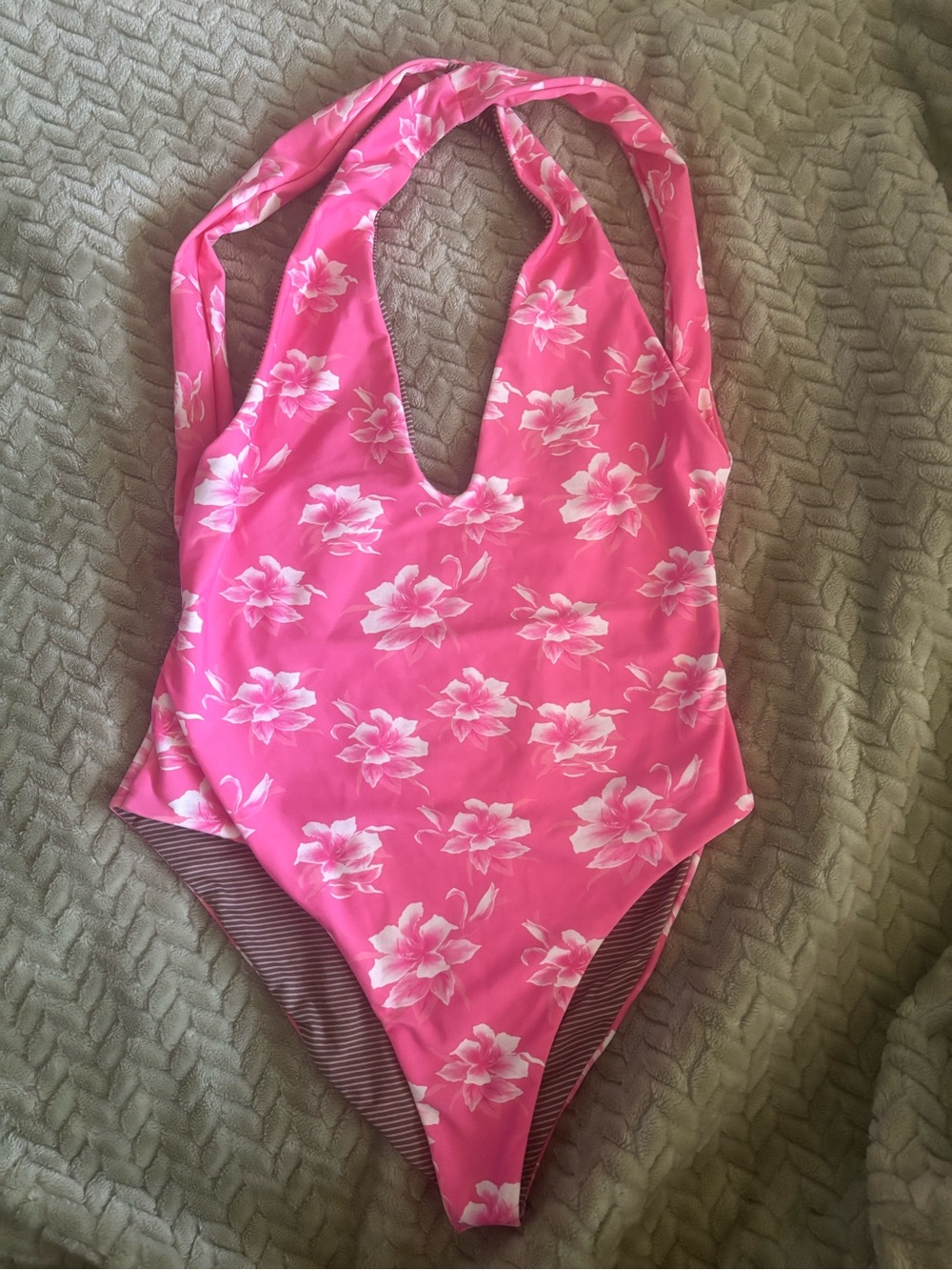 acacia swimwear Pink and White Floral One-Piece